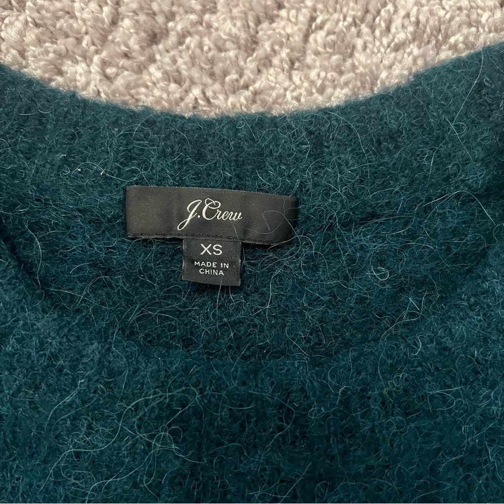 {J.Crew} Teal Alpaca Merino Wool Crew Neck Sweater - Picture 2 of 7